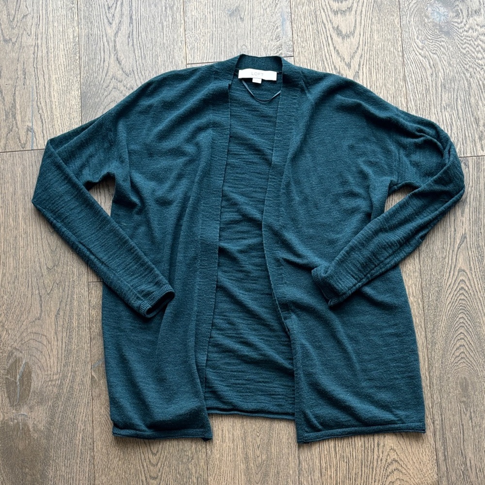 LOFT Deep Teal Open Cardigan